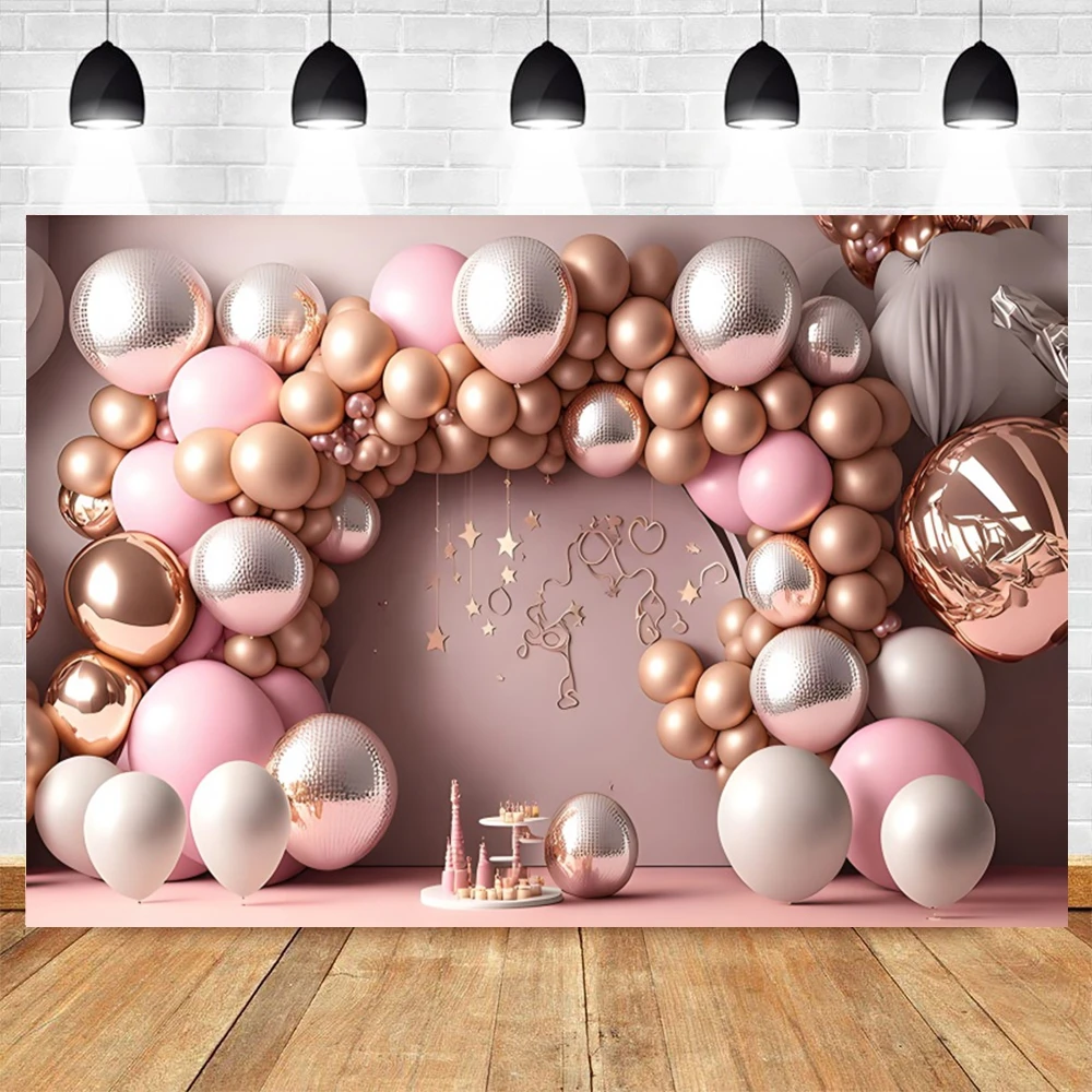 AI Scene Colorful Arch Balloons Backdrop for Photography Newborn 1st Birthday Party Decor Baby Shower Background Photo Studio