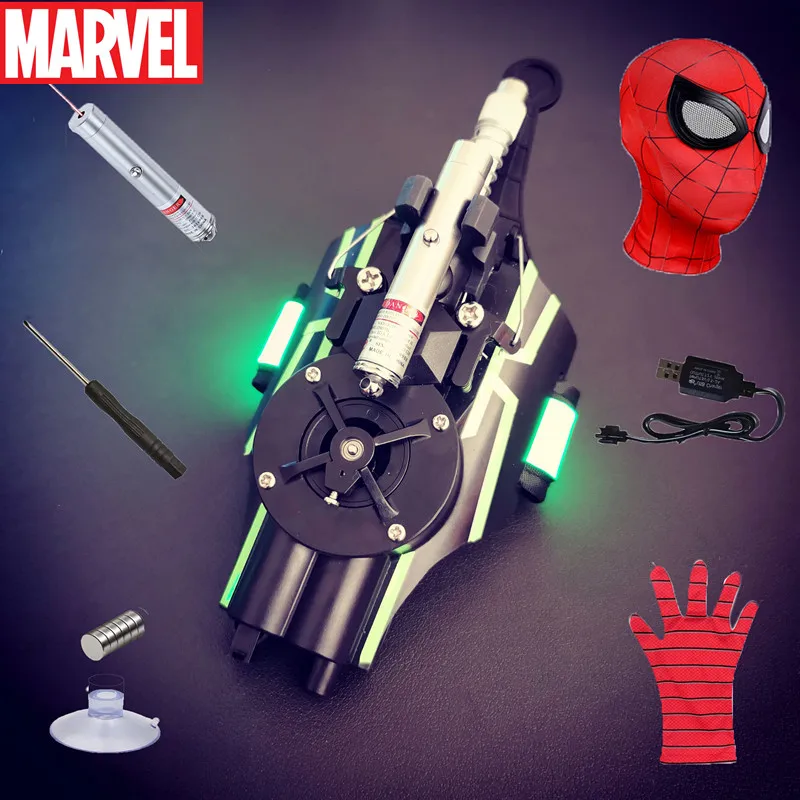 

2023 Fully Automatic Laser Spiderman Web Shooters Spider Silk Rope Device Cool Glowing Cosplay Props Toy Christmas Kids Boy Gift