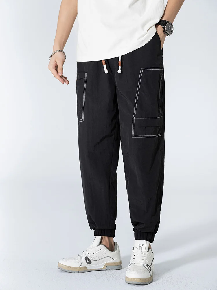 

Plus Size 9xl 8xl Summer Cargo Pants Men Breathable Multi-Pockets Ankle Zipper Slim Casual Pants Male Work Wear Thin Trousers