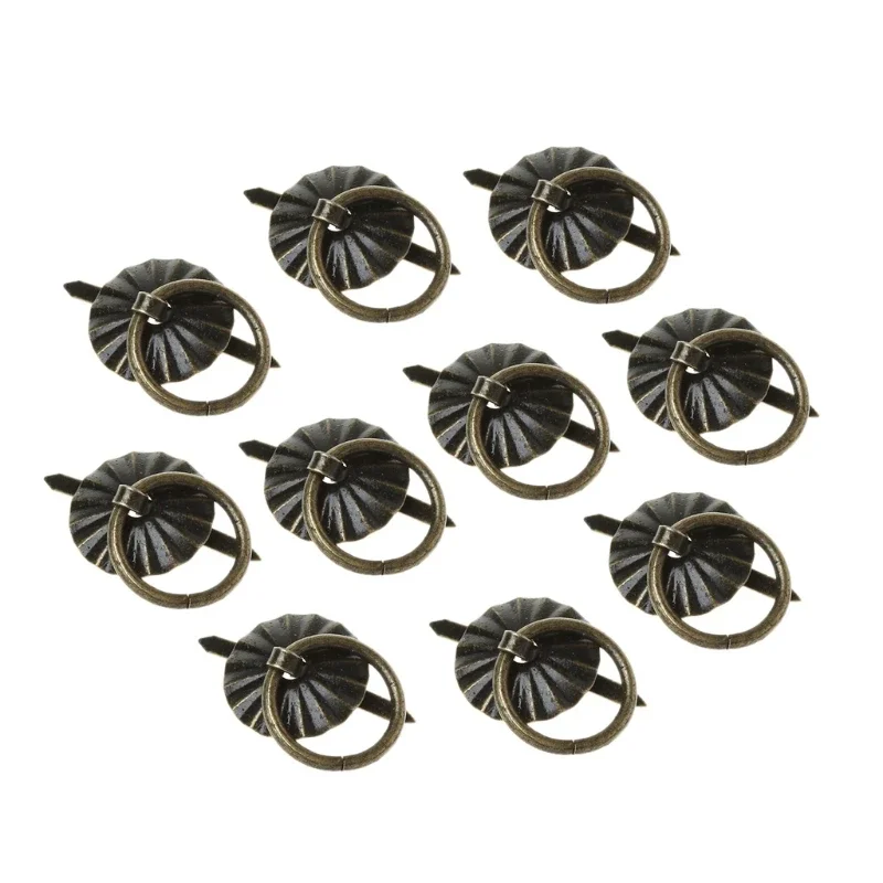 10pcs Green Bronze Color Ring Pin Handle Drawer Cabinet Desk Pull Knob Furniture L9BE