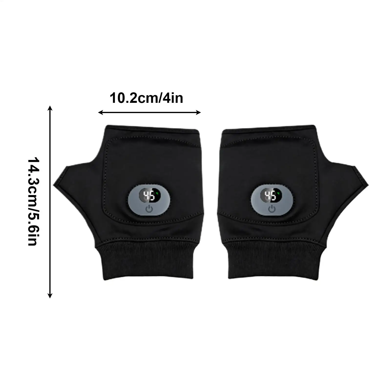 Heated Gloves Rechargeable 3 Levels Digital Display Fingerless Thermal Gloves Outdoor Electric Warming Mitten For Winter Camping