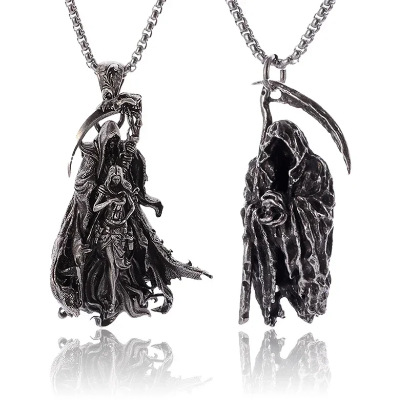 Hölle Tod Sense Halskette Anhänger Gothic Geheimnisvolle Teufel Halskette Männer Persönlichkeit Punk Retro Halloween Trend Schmuck