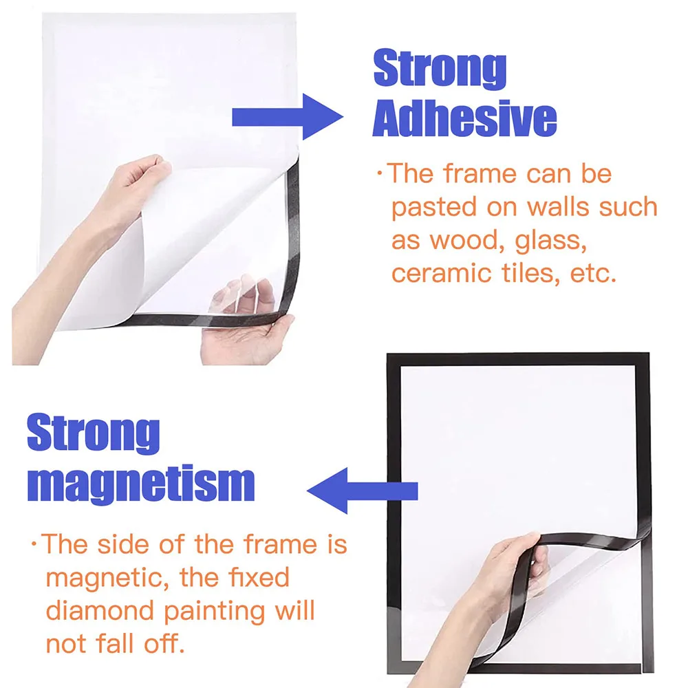 New 2Pcs Diamond Painting Frames Magnetic Frames 20x30cm Fridge Photo  Diamond Art Frames Self-Adhesive Frames With 12 Hook Pads - AliExpress