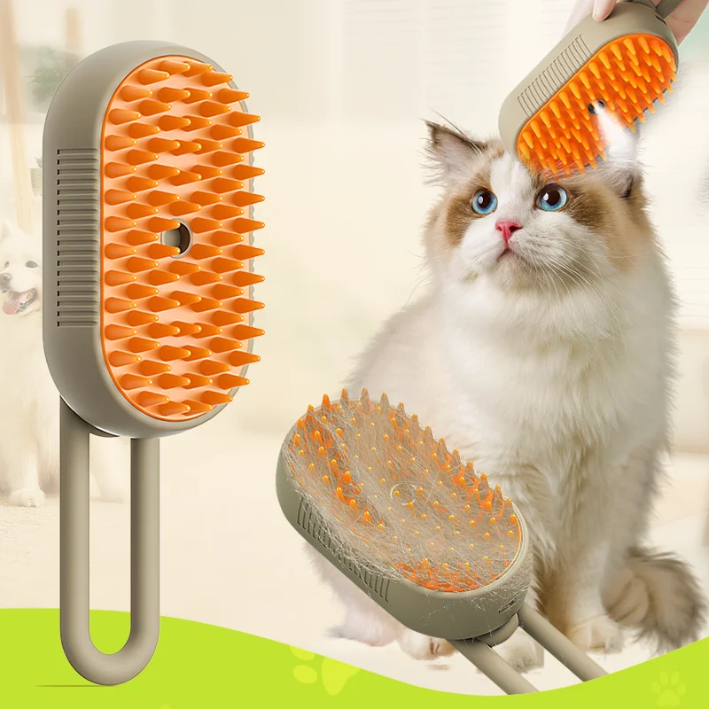 

Steamy Dog Brush Electric Spray Cat Hair Brush Magic Massage Comb 3 In 1 Hair Removal Grooming Supplies Pet Grooming Tools