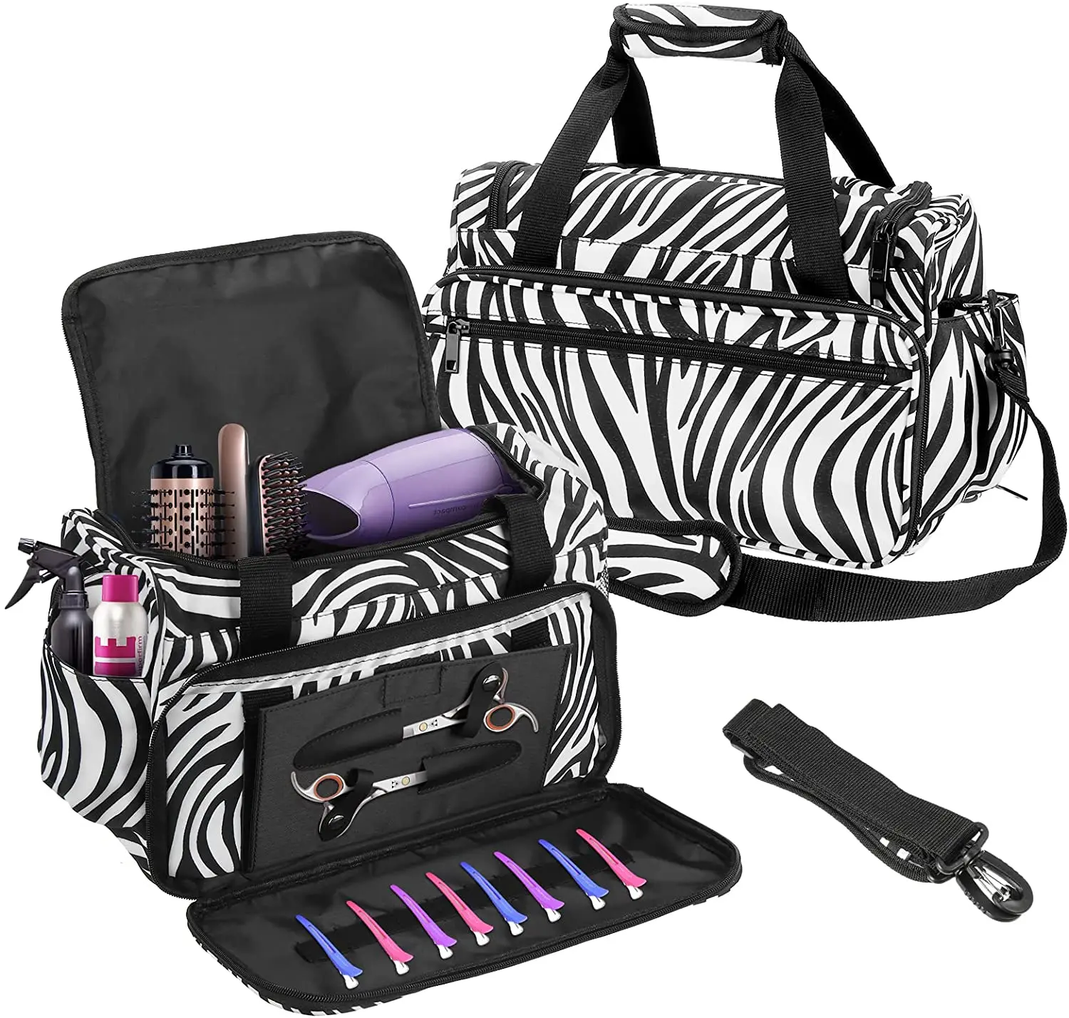 Professional Salon Hair Tools Hairdressing Bag Travel Bag Large Capacity Hair Stylist Cosmetic Organizer With Accessory Pockets bedside storage organizer bed desk bag sofa tv remote control hanging caddy couch storage organizer bed holder pockets