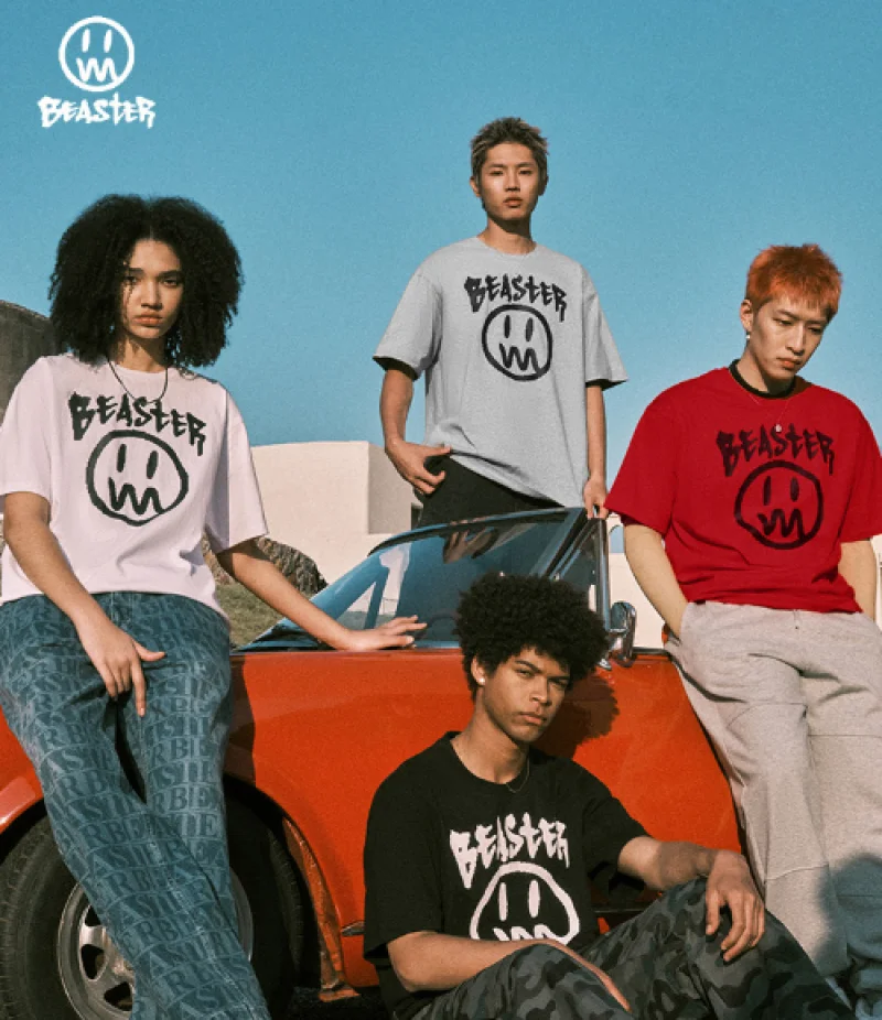 

BEASTER Men's Street T-shirt Summer Printing Short Sleeve Tops Fashion Everyday T Shirt Tee Shirt Men Women Couples Tshirts