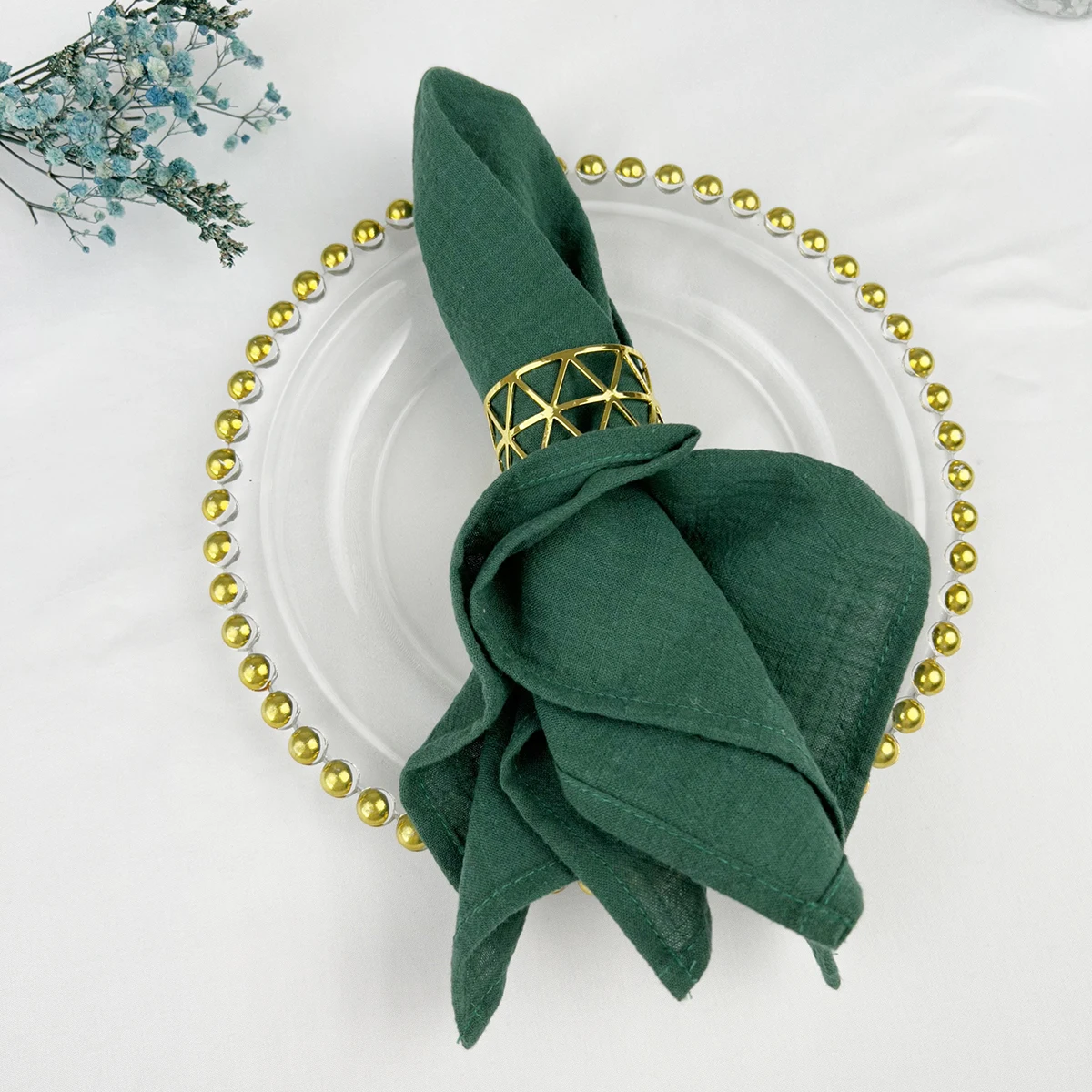 Wholesale 50pcs 30x45cm 100% Cotton Sage Green  Napkin Reusable Wedding Party Christmas Table Decor Retro napkins