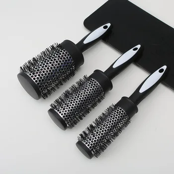 Pettine a rullo arricciacapelli rotondo Spazzola in nylon per acconciature Tubo termico in alluminio Pettine per capelli a botte per donna Uomo Soffiaggio e asciugatura dei capelli