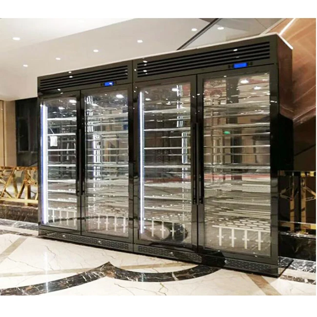 Golden Two Door Wine Bottle Cooler Refrigerator With Mirror Interior For Perfect Wine Display - Image 5