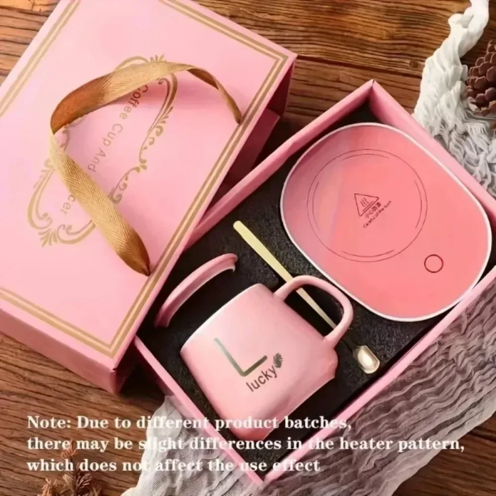 Mug Christmas Gift Set 55 Degrees Thermostat Cup High-Capacity Warm Ceramic Mugs With Spoon Simplicity Practical Organizer Bags