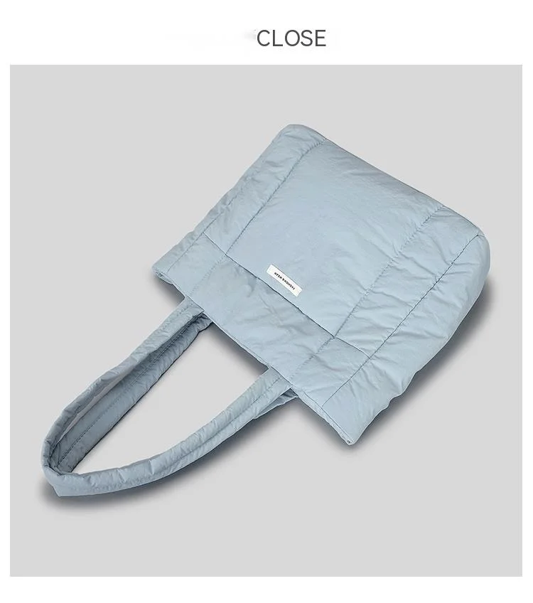 Shoulder Bag for Women Niche Simple Lightweight and Large-capacity Nylon Cloth Armpit Bag Solid Color Soft Down Cotton Handbag_voghion.com