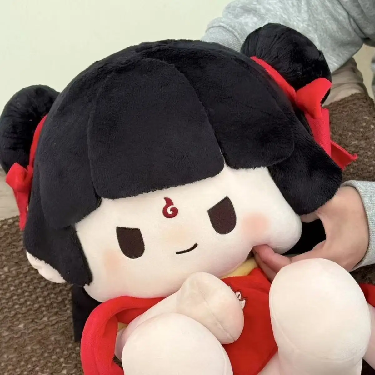 40CM Ne Zha 2 Nezha Aobing Cosplay Anime Figures Student Cartoon Cute Sitting Posture Plush Body Idol Plushies Birthday Present