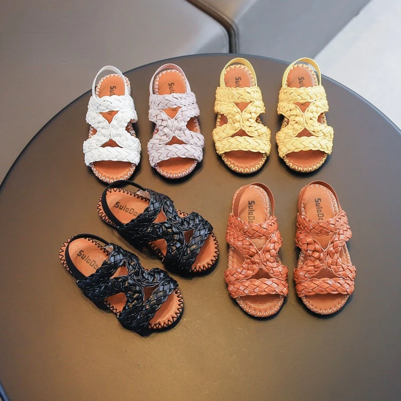

Summer Girls Non-slip Open-toe Sandals Slippers Girls' Fashion Non-slip Beach Shoes GLADIATOR Sandals Children's Woven Sandals