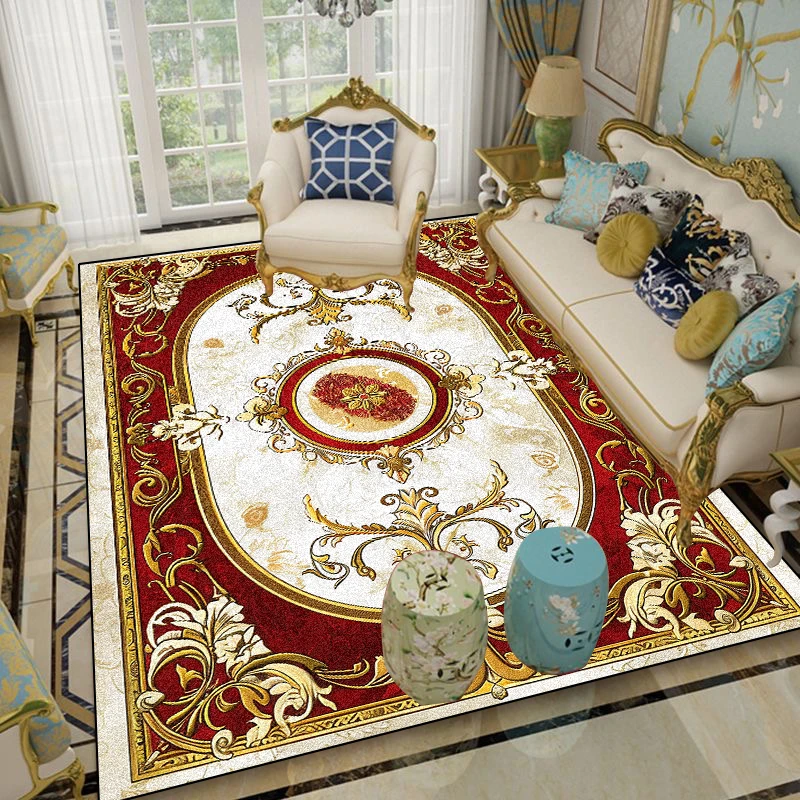 European Red Large Area Rugs Living Room Gorgeous Decoration Sofa Area Carpets Non-slip Bedroom Cloakroom Floor Mat Customizable 4