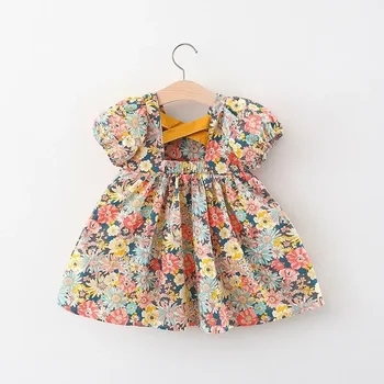 0-3Yrs Newborn Girls Floral Dress Korean Style Summer Kids Girls Dress Short Sleeve Princess Party Dress For Baby Girls 1