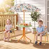 Kids Outdoor Table and Chair Set with 2 Folding Chairs and Height Adjustable Umbrella-Yellow