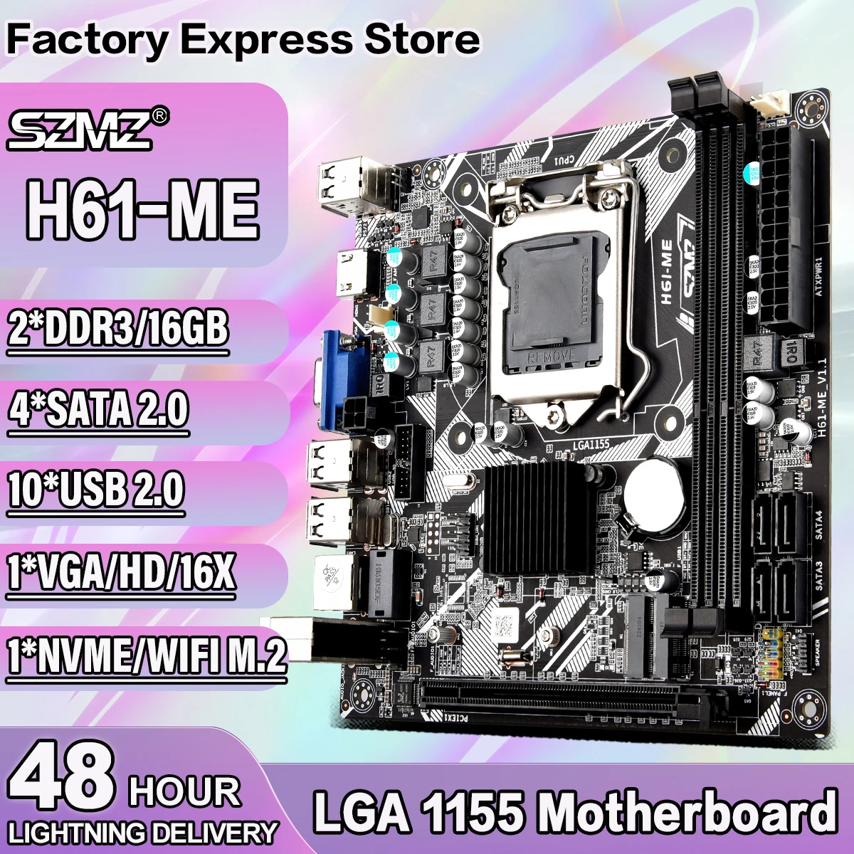 SZMZ-H61-ME-Mini-ITX-Motherboard-LGA-1155-support-NVME-M-2-WIFI-M-2 ...