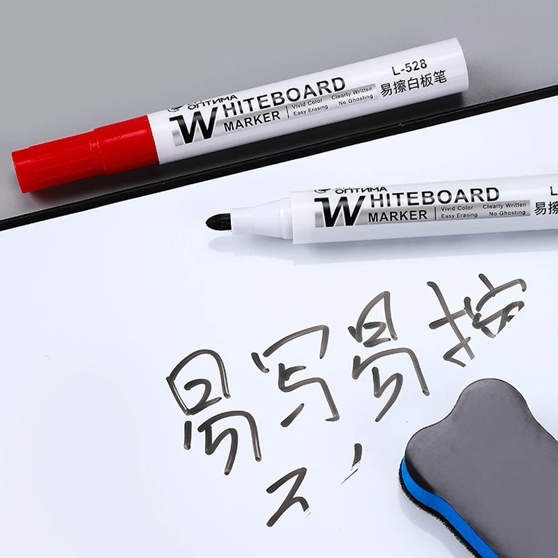 4pcs Whiteboard Marker Set 2.0mm Nib Black Blue Red High-Volume Ink Office Teaching Pen Clear Handwriting & Easy Erasure