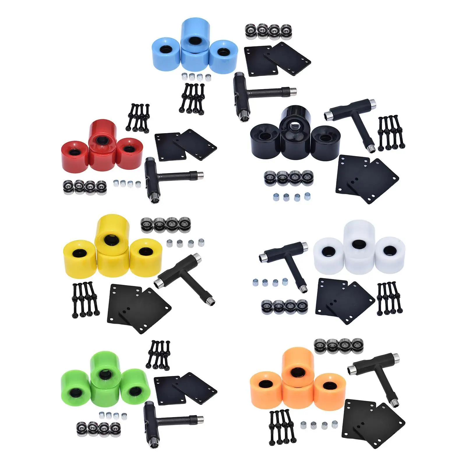 

4PCS 60mm Skateboard Wheels and ABEC- Set Longboard Cruiser Wheels Road Skate Long Board Maintenance Roller Wheels Accessories