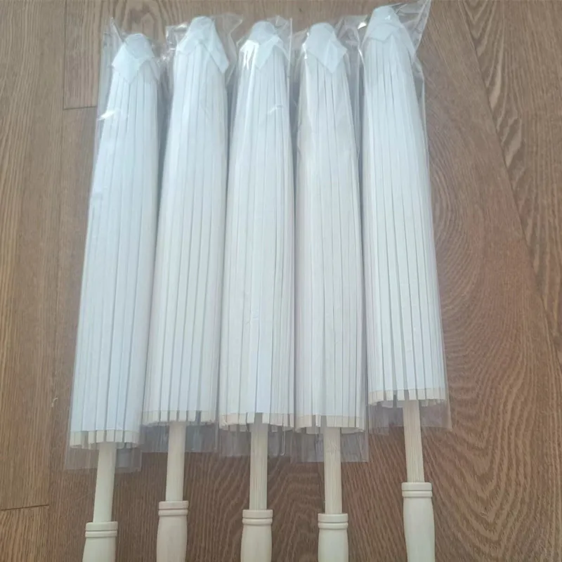 White Parasol for Wedding Bridal Party, Chinese Oil Paper Umbrella, Cosplay Prop Decor, 80cm, 3Pcs, 6Pcs