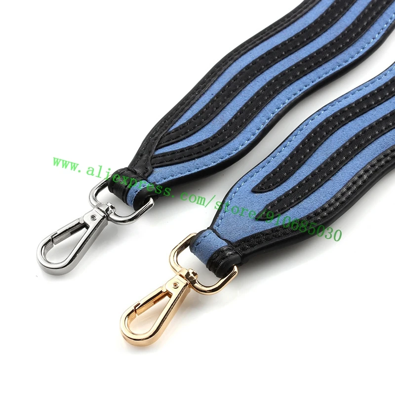 Wavy Edges Striped Real Calfskin Shoulder Strap You For Lady Designer Handbag Women Bag Purse Carry Belt Multi-color
