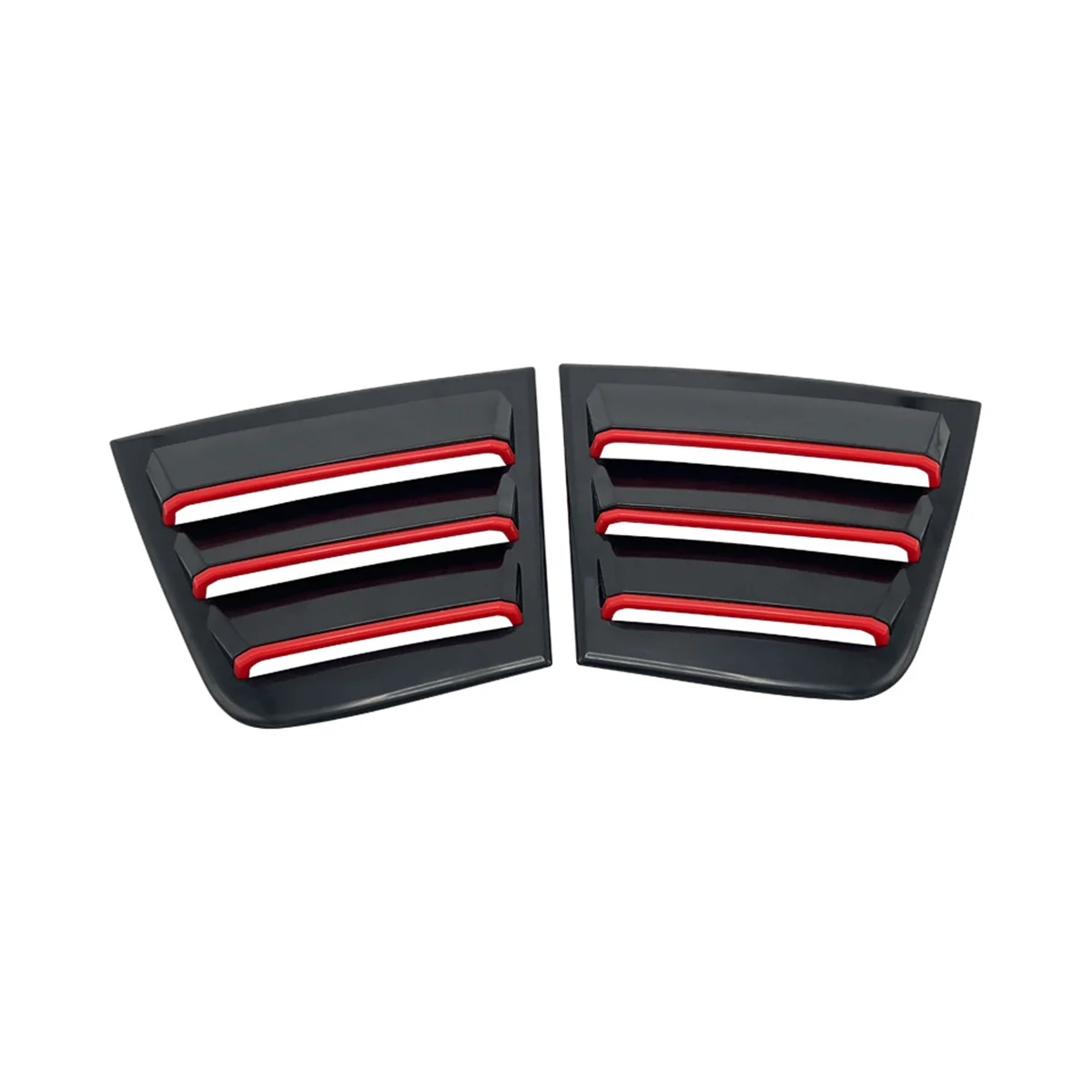 

Car Exterior Side Vent Rear Side Window Panel for 2011-2021 Blinds Glossy Black Lacquer + Red