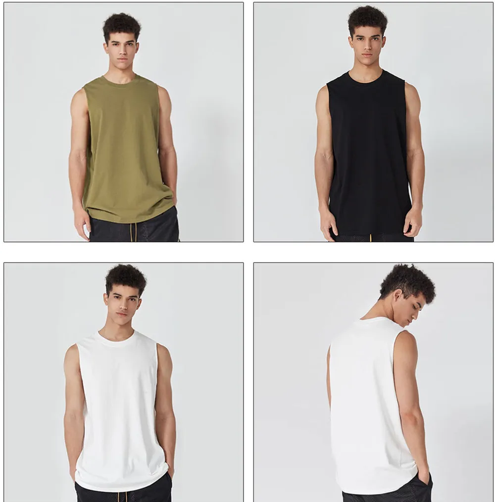 

MRMT 2023 Brand New Men's Vest Handsome Breathable Sports Fitness Outer Wear Waistcoat Loose Men's Cotton Sleeveless t-Shirt