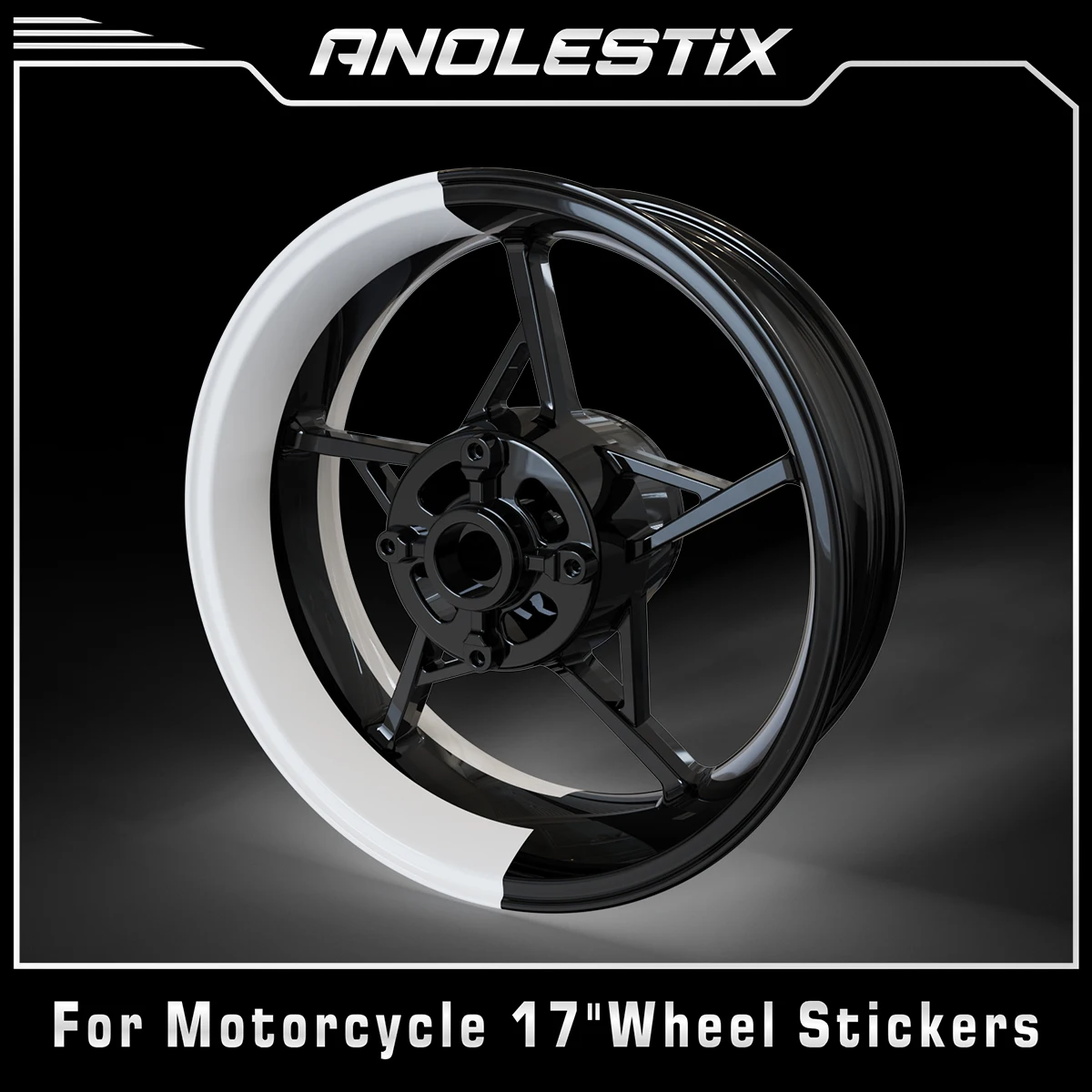 AnoleStix 17 Inchs For YAMAHA Honda Kawasaki Suzuki BMW KTM Triumph Motorcycle Wheel Stickers Hub Decal Rim Stripe