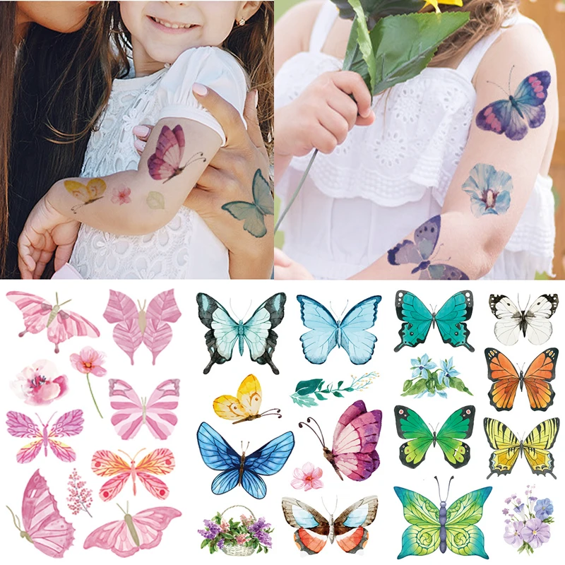 Tanio 3 sztuk/zestaw Butterfly Series tymczasowa naklejka tatuaż dla dzieci sklep