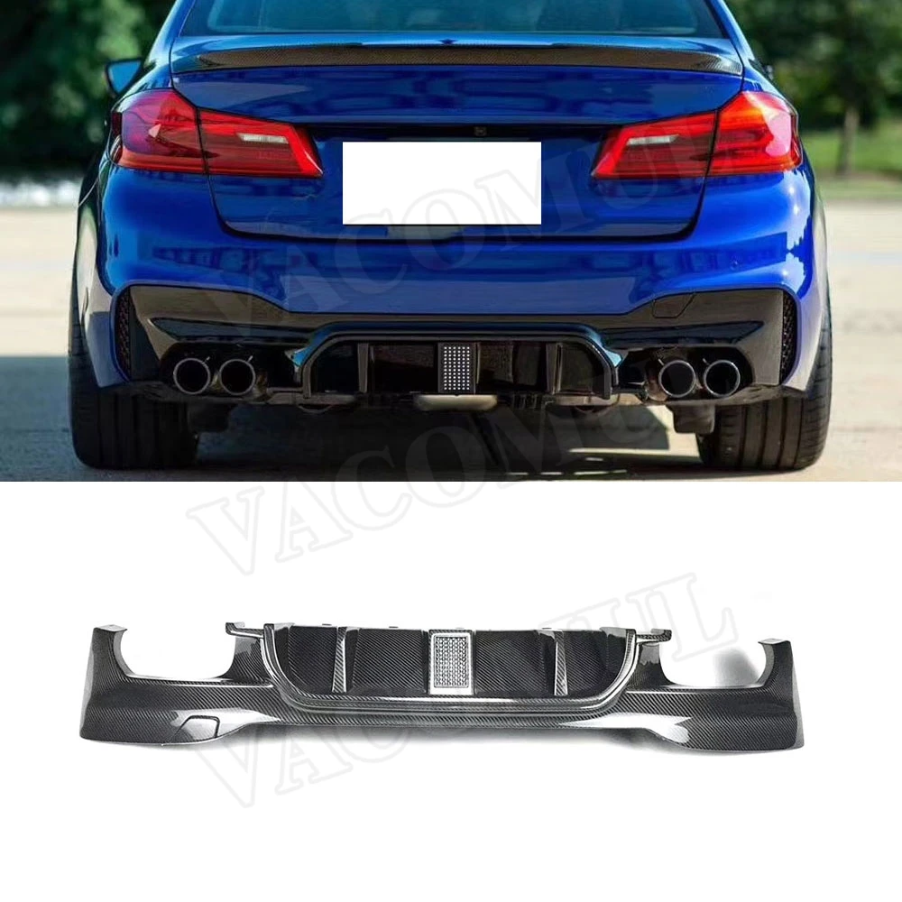 

Dry Carbon Fiber Rear Diffuser Lip Spoiler With Lamp For BMW 5 Series F90 M5 Sedan 4 Door 2018- 2020 FRP Back Bumper Guard