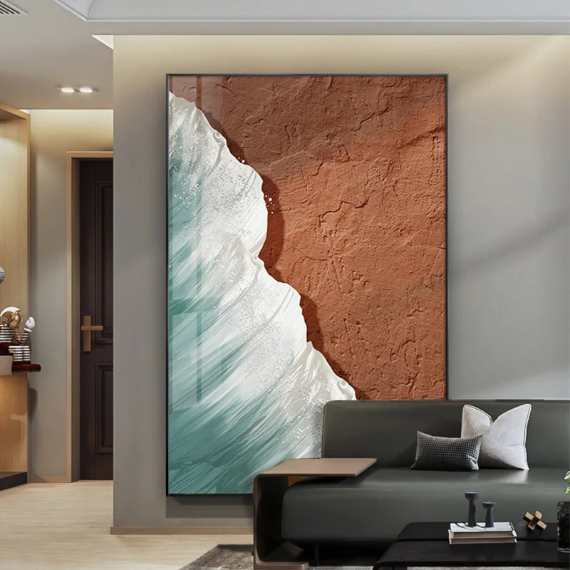 Abstract Ocean Spray Canvas Painting Orange Texture Painting Poster E Stampe Wall Art For Living Room Portico Decor Cuadros