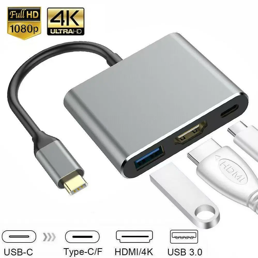 Compact Multiport USB-C Hub with 4K HDMI, USB 3.0, and 100W Power Delivery