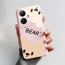 Cute Cartoon Bear & Frog Silicone Back Cover - Soft Protective Case - Vivo Y78 Plus (Pink - M01)
