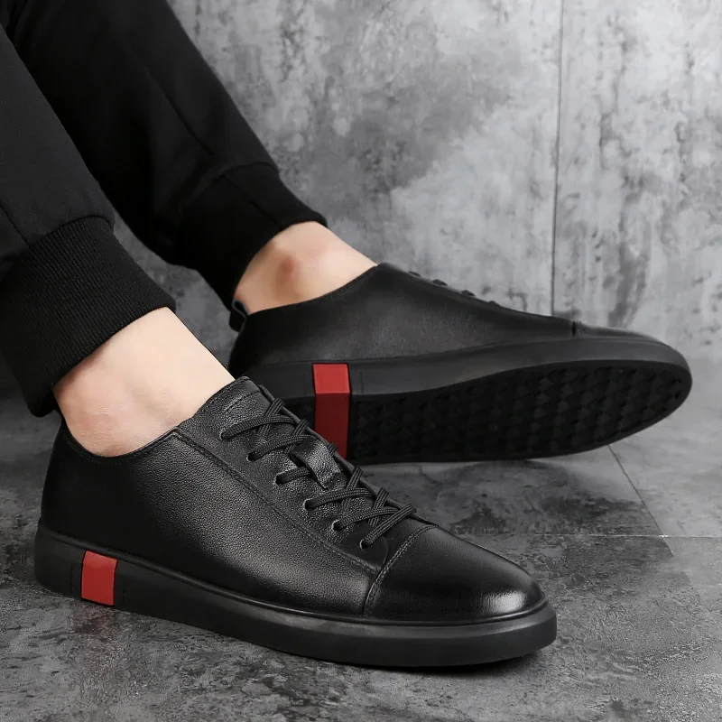 

2019 Brand Designer Men's Casual Shoes Summer Breathable Fashion White Sneakers Men Genuine Leather Shoes Loafers Men