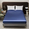 Satin Silk Fitted Sheet for Summer Smooth Bed Sheet Twin/Full/Queen/King Size Bottom Sheets Soft Bed Fitted Sheets 1