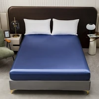 Satin Silk Fitted Sheet for Summer Smooth Bed Sheet Twin/Full/Queen/King Size Bottom Sheets Soft Bed Fitted Sheets 1