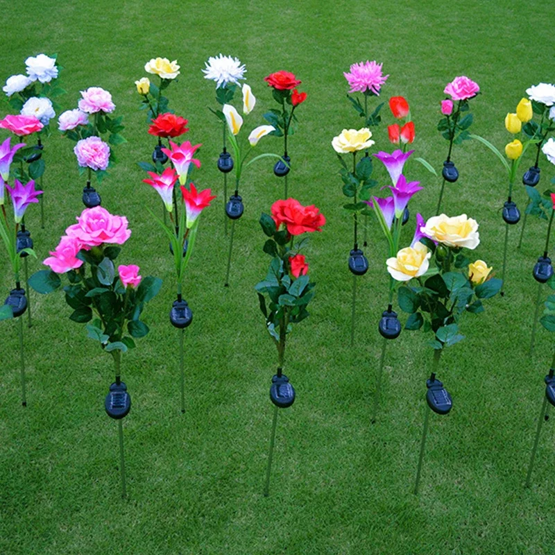 Solar lights garden light solar decoration light solar spot light 7 heads orchid rose waterproof outdoor