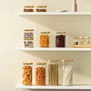 1100ML Square Sealed Plastic Food Jar Bamboo Cover Kitchen Cereal Jar Storage Box Transparent Tea Storage Jar Kitchen Supplies 2