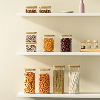 1100ML Square Sealed Plastic Food Jar Bamboo Cover Kitchen Cereal Jar Storage Box Transparent Tea Storage Jar Kitchen Supplies 2