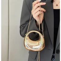 Mini sac de soirée doré, sacs à main et sacs à main de luxe de styliste, sacs à bandoulière forme drôle, pochette en acrylique brillant pour fête de mariage 1