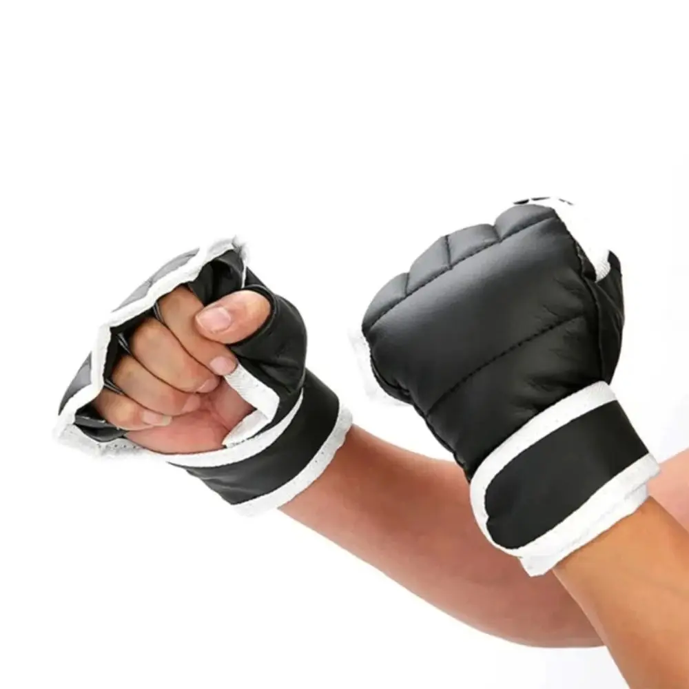 

Из искусственной кожи боксерские перчатки, новые защитные перчатки с открытыми пальцами, тренировочные перчатки для бокса