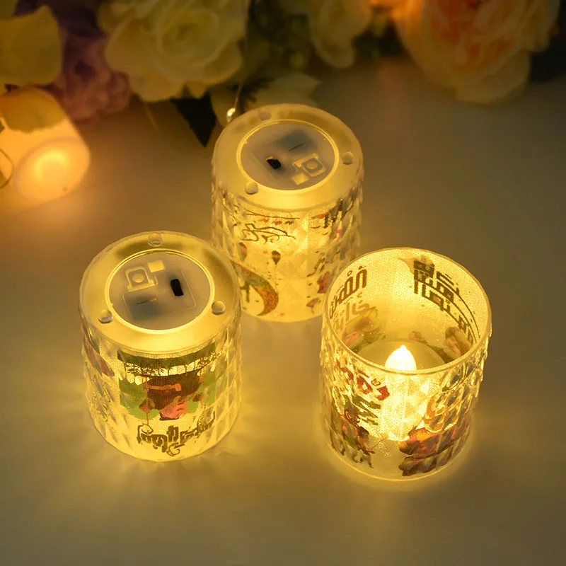 EID Mubarak Night Lights Ramadan Decoration 2023 Candle Cup Led Lights Ornament For Home Muslim Festival Party Eid Al-Fitr Gifts
