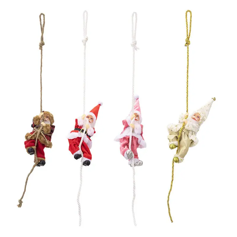 1PC Christmas Decoration Santa Claus Climbing Rope Pendant Resin Elderly Doll Pendant Climbing Rope Elderly Pendant