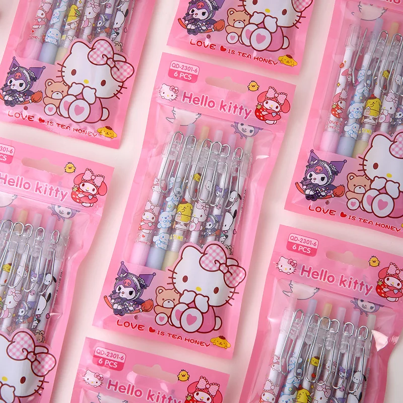 サンリオ-12個のジェルペン,キャンバス,ハローキティ,署名,黒