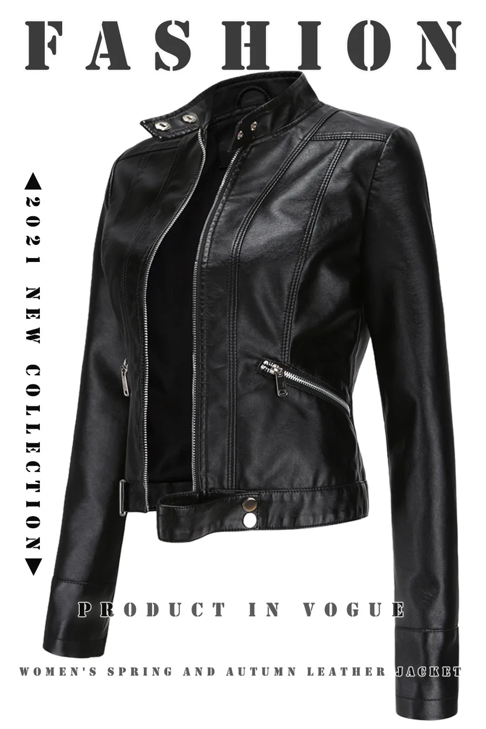 Brand Street Fashion 2025 Winter Coat For Women‘s Clothing New PU Casual Lapel Neck Red Jacket Fit Zipper Short Tops Plus Size