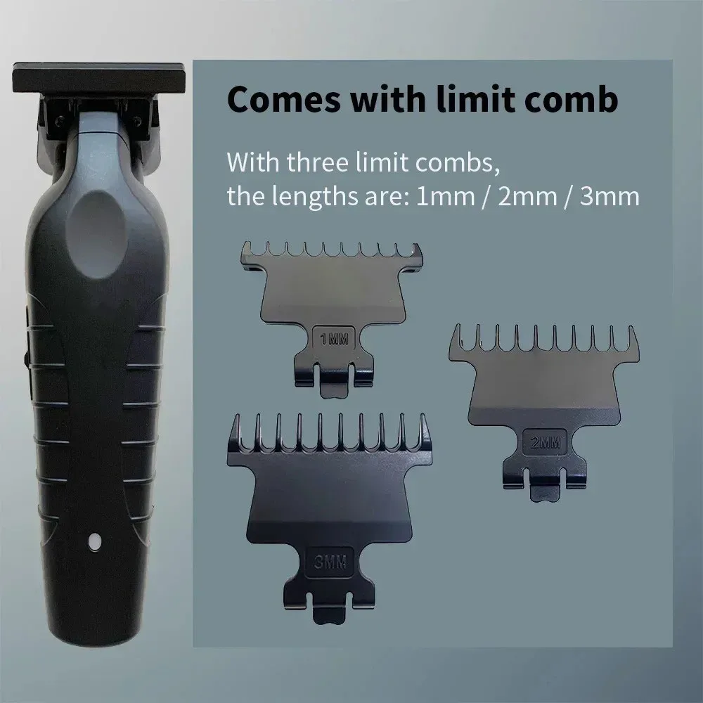 2299 Barber Cordless Hair Trimmer 0mm Zero Gapped Carving Clipper Detailer Professional Electric Finish Cutting Machine 6