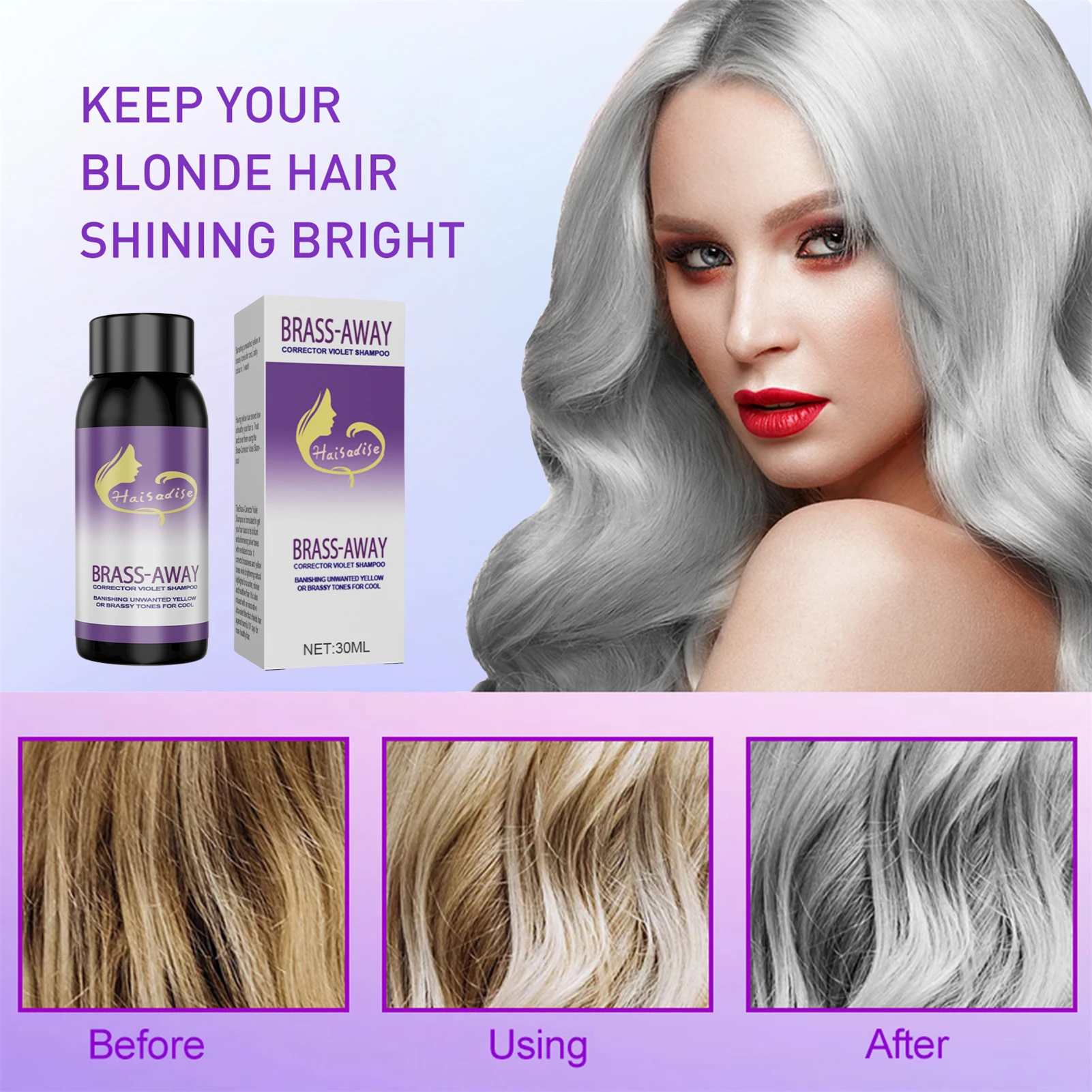 Purple Shampoo For Gray Hair Purple Shampoo Neutralizing Brassy Yellow  Tones In Blonde Gray Ash Silver Hair Shampoo For Color - Shampoos -  AliExpress