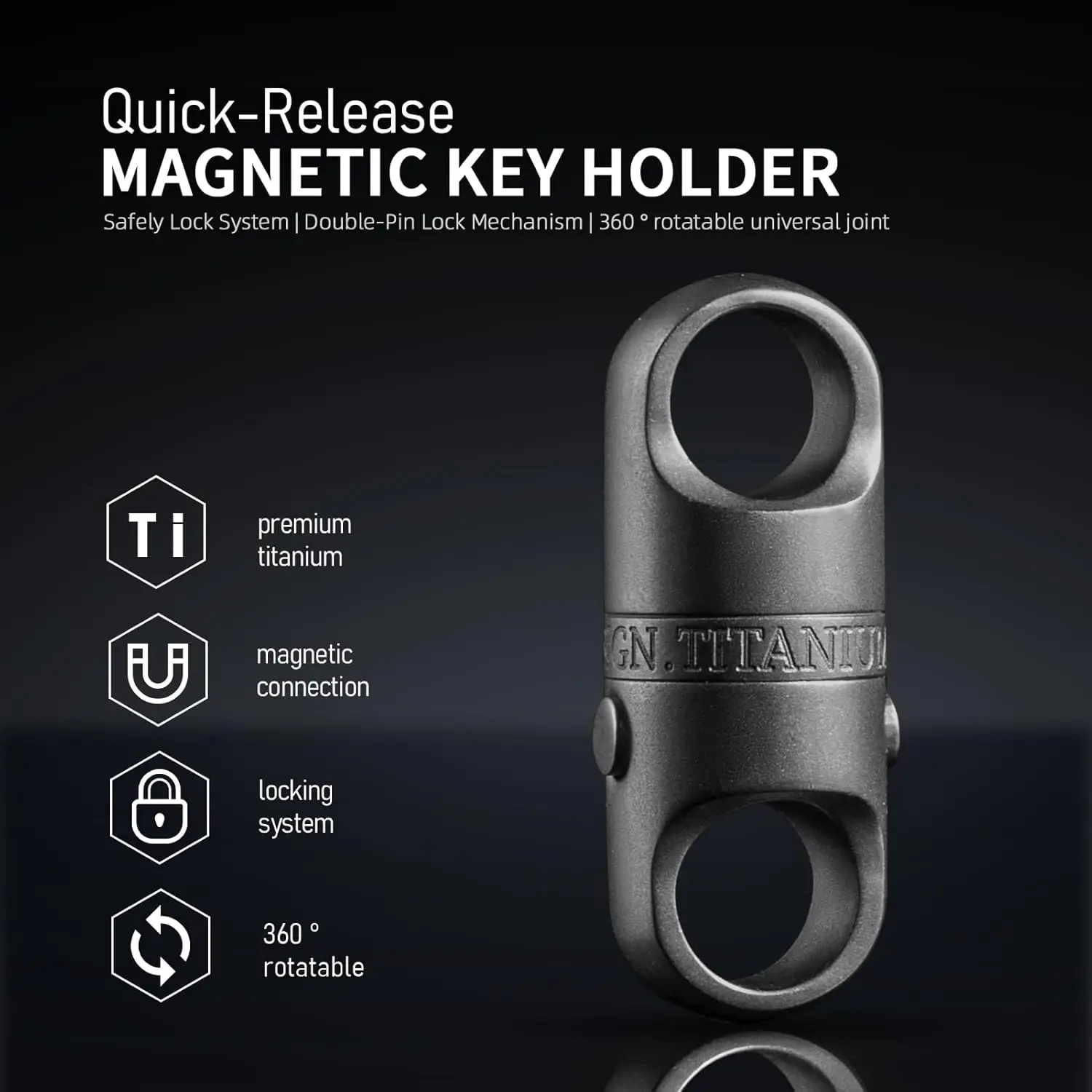 Titanium Magnetic Key Holder, Quick Release Keychain, Detachable Magnetic Keychain, Safely Lock System-360 ° Rotatable 2