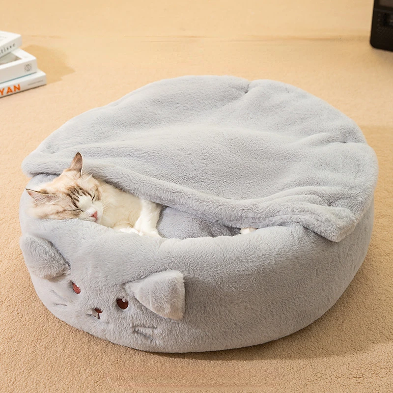 

Autumn and Winter Rabbit Hair Thickened and Warm Cat Nest Round Deep Sleep Dog Nest with Quilt All Seasons Universal Pet Nest