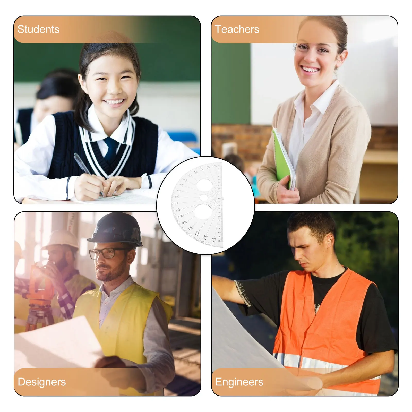 180도 플라스틱 각도기 소형 경량 휴대용 투명 수학 각도기 학교 그림 그리기 제도 노트북 가장자리용